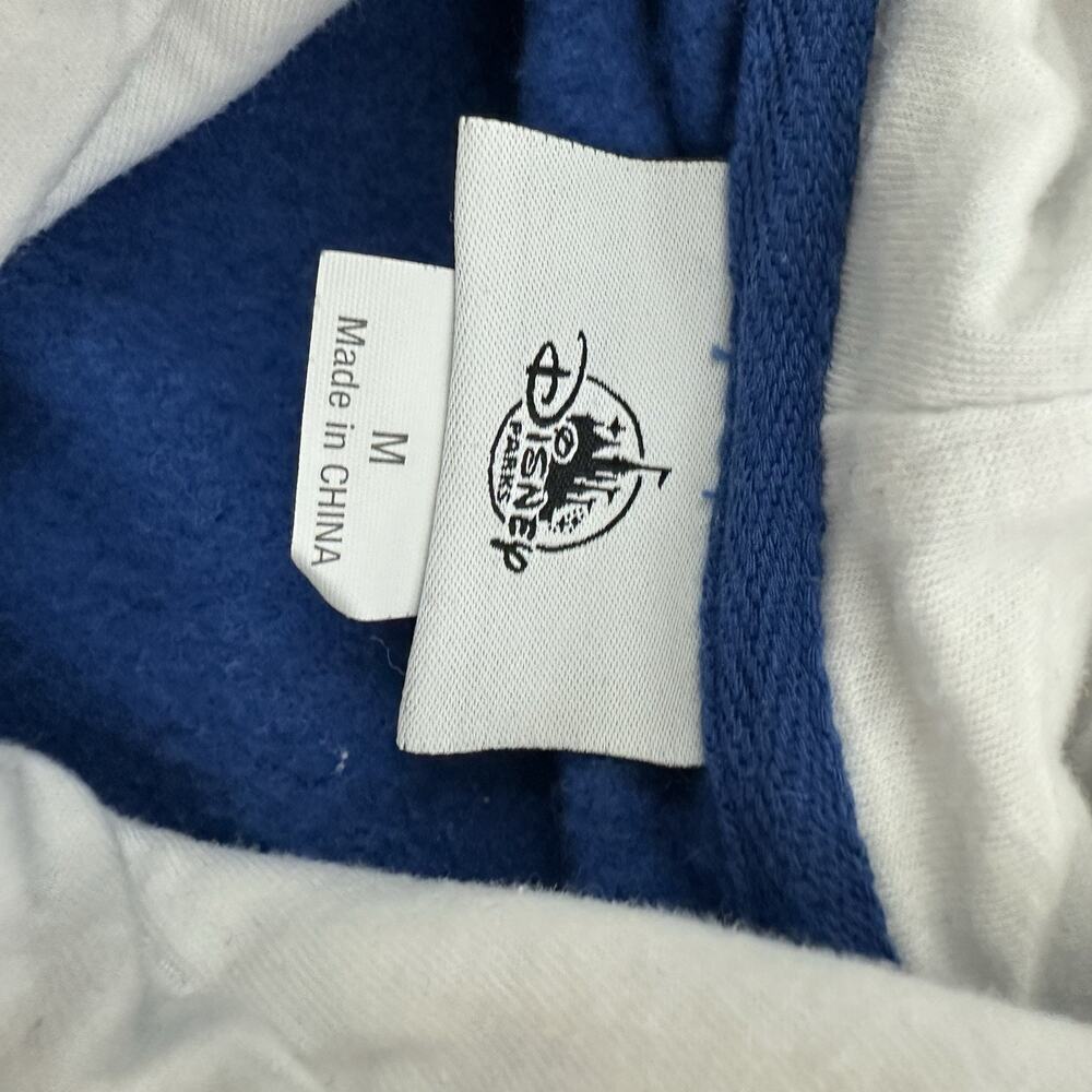Disneyland Mens Color Block Hoodie Sweatshirt Size M Blue Red Mickey Pullover - Picture 6 of 12